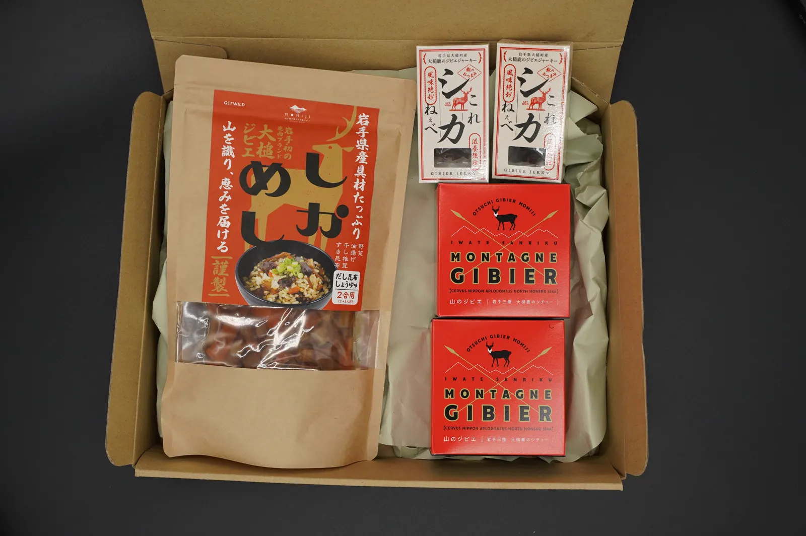 【常温ギフト】5000円セット（しかめし1箱＋缶詰2缶＋ジャーキー2個） · MOMIJI株式会社 / 大槌ジビエ